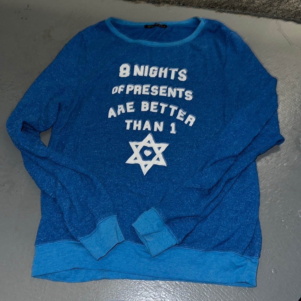 Wildfox Blue Sweatshirt with White Text